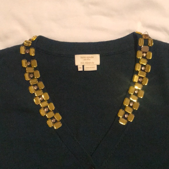 Kate Spade New York ♠️ bejeweled cardigan - Picture 2 of 9